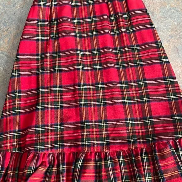 Vintage Tartan Plaid Wool Pencil Skirt with Ruffle detail Sz 8 with belt - Picture 1 of 11